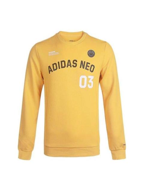 adidas neo M Cs Vrsty Sw Logo Printing Knit Sports Round Neck Pullover Yellow GJ8949
