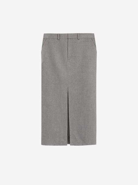 The Frankie Shop Maybelle Wool Front Slit Pencil Skirt - Light Taupe Melange