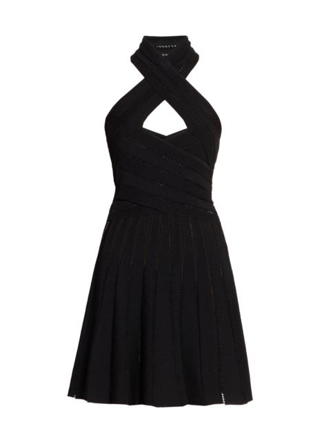 Balmain Women's Cross Halter Fléchage Minidress - Noir