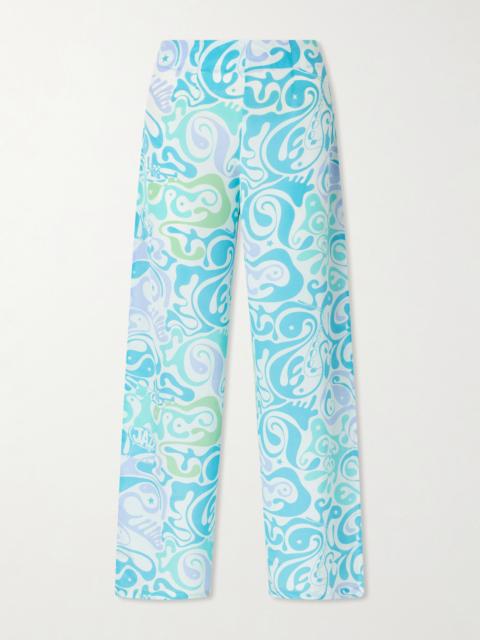 EMPORIO SIRENUSE Stephan Printed Silk Wide-leg Pants