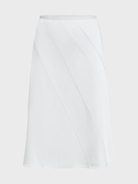 Diagonal Pintuck Midi A-Line Skirt