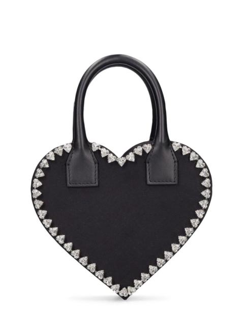 MACH & MACH Small Audrey heart satin top handle bag