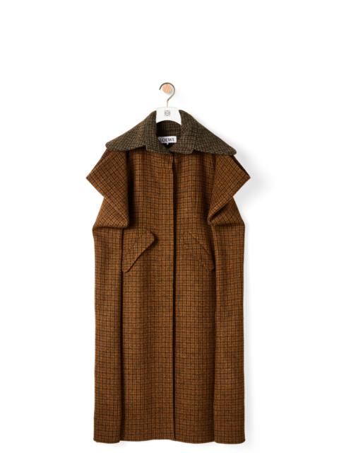 Loewe Houndstooth cape coat in wool and viscose