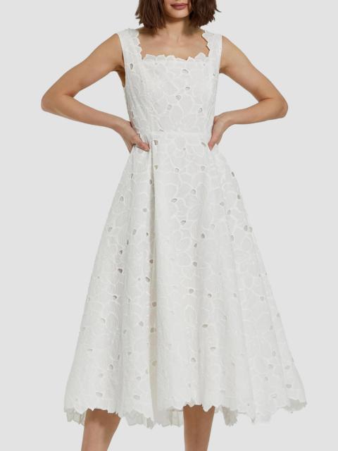 MAC DUGGAL Women's Embroidered Floral Midi-Dress - White