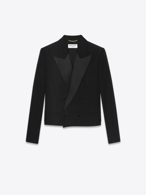 cropped tuxedo jacket in grain de poudre saint laurent