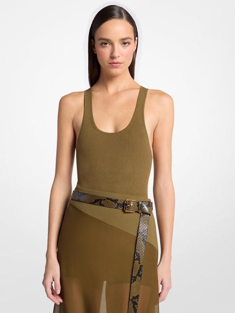 MICHAEL KORS COLLECTION Ribbed Stretch Viscose Bodysuit