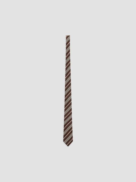 SAINT LAURENT Men's Striped Tie in Silk - Brown Ivory