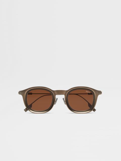 ZEGNA LIGHT BROWN TITANIUM SUNGLASSES