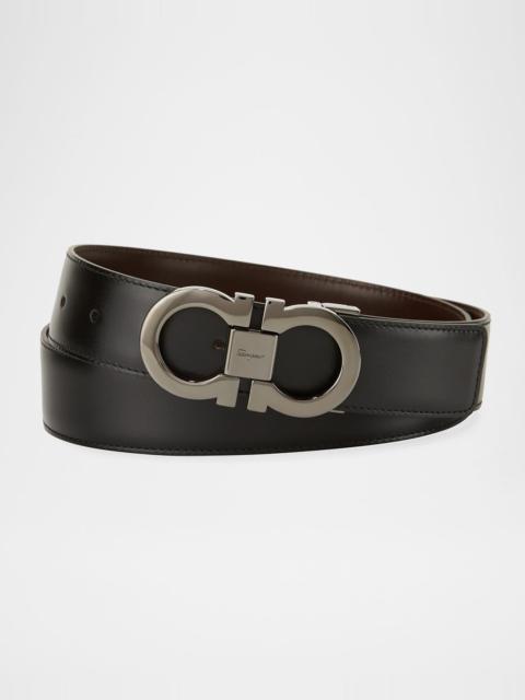 FERRAGAMO Men's Reversible Leather Double-Gancio Belt