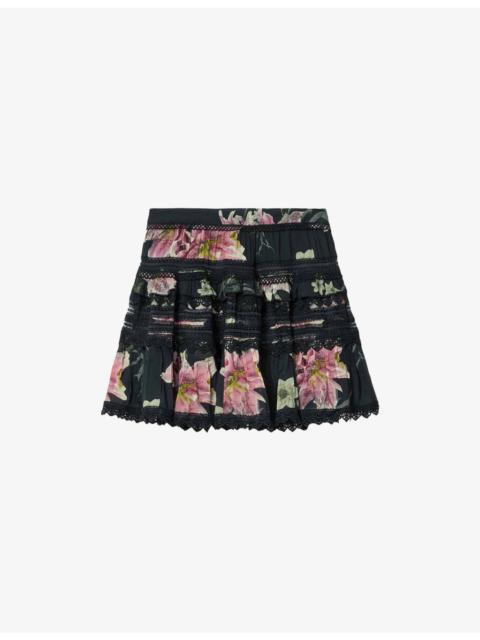 ALLSAINTS Zora Flora-Print Woven Mini Skirt
