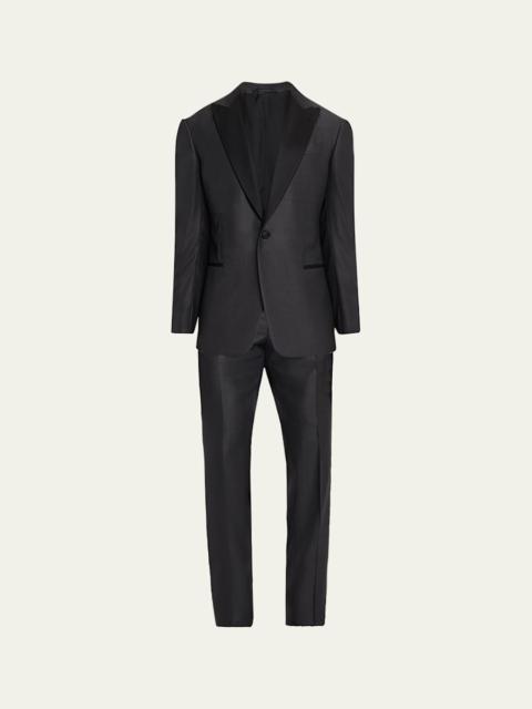 GIORGIO ARMANI Men's Micro-Dot Silk Peak Lapel Tuxedo