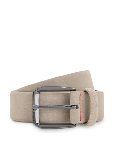 HUGO ITALIAN-SUEDE BELT WITH ANGULAR LOGO BUCKLE
