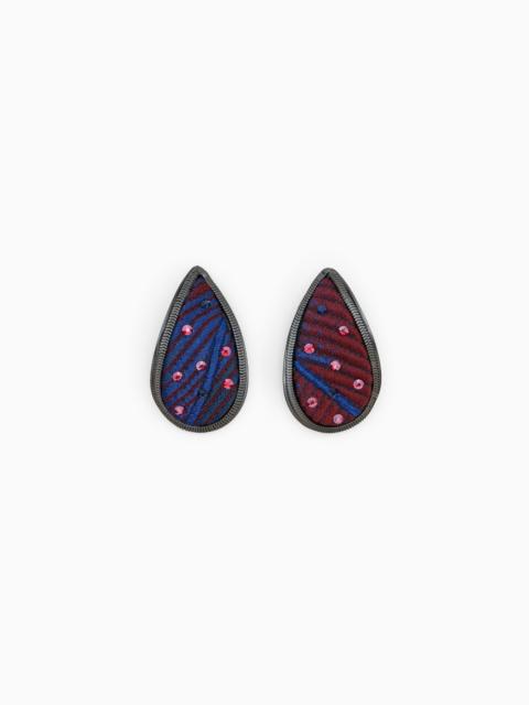 GIORGIO ARMANI DROP EARRINGS COVERED IN FABRIC WITH CRYSTALS