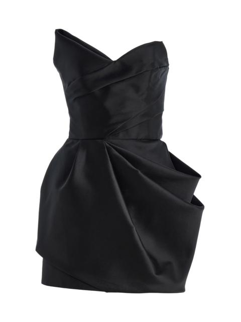 Monique Lhuillier Strapless Draped Mini Dress black