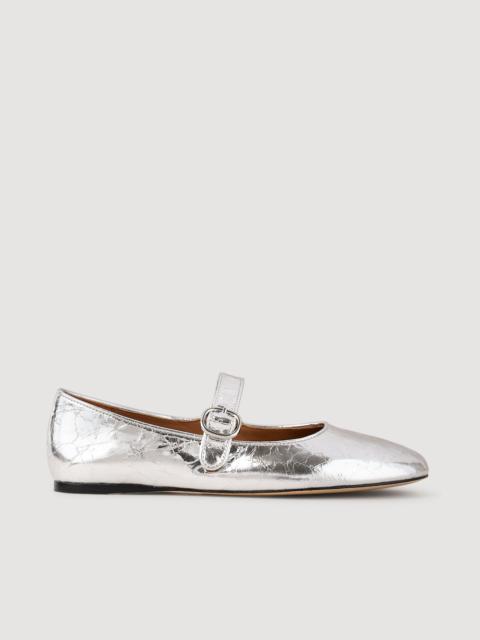 Sandro SHINY LEATHER BALLET FLATS