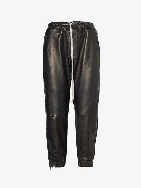 Tapered-leg high-rise leather trousers