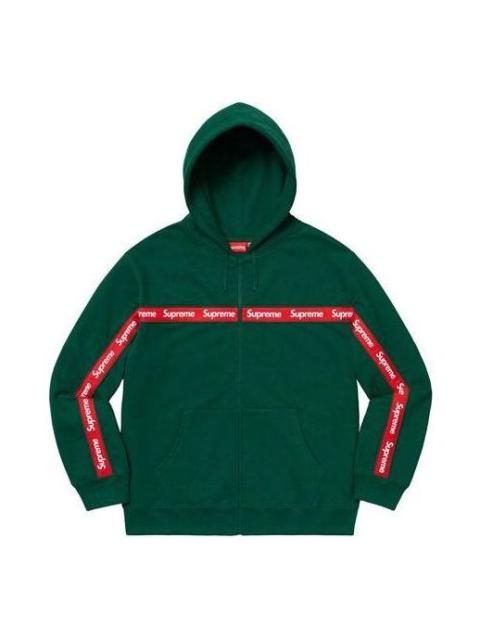 Supreme Text Stripe Zip Up Hooded Sweatshirt 'Green' SUP-FW19-850