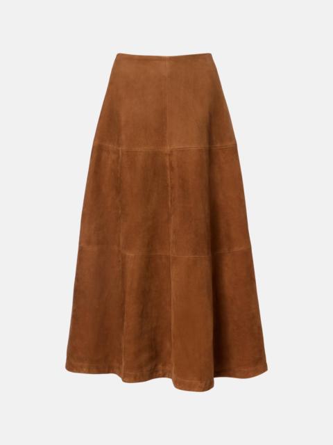NOUR HAMMOUR Opera suede maxi skirt