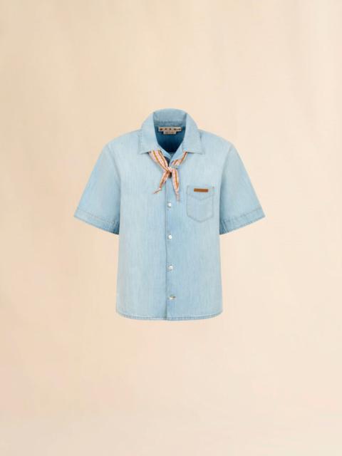 Marni LIGHT BLUE CHAMBRAY SHIRT WITH NECK TIE