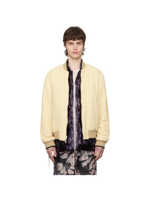 Dries Van Noten Yellow Gabardine Reversible Bomber Jacket