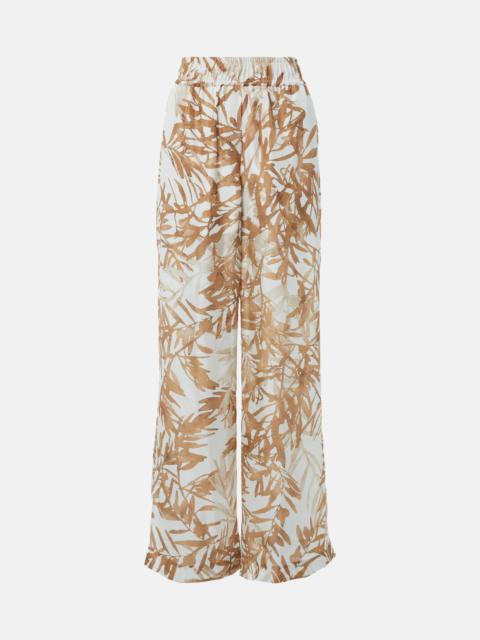 Brunello Cucinelli Printed high-rise silk wide-leg pants