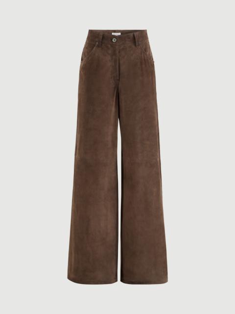 Brunello Cucinelli Suede baggy trousers with monili