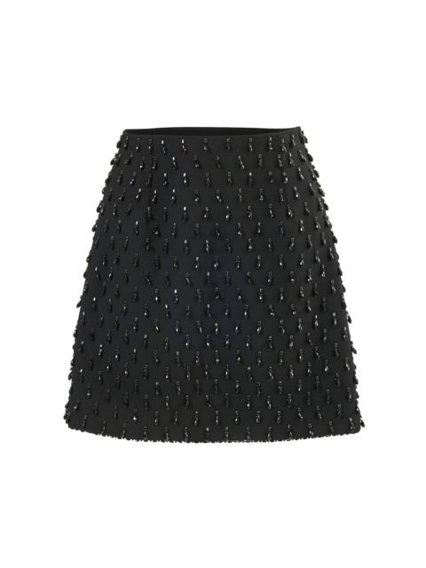 CAROLINA HERRERA Embellished Bi-Stretch Wool Tailored Mini Skirt black