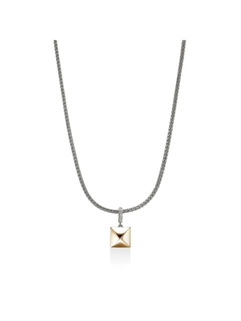 JOHN HARDY Icon Stud Pendant Necklace, Gold, Sterling Silver, Diamonds, 2.5MM