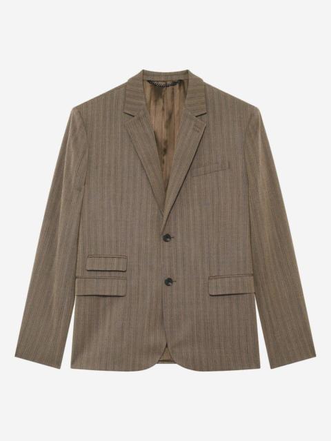 The Kooples BROWN PINSTRIPE SUIT JACKET