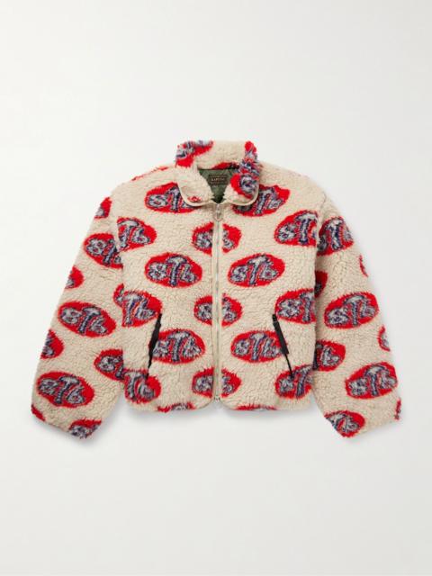 Kapital Drizzler Cropped Printed Fleece Jacket Ecru