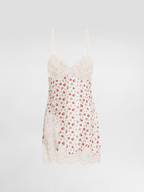 Dolce & Gabbana Small rose-print slip dress