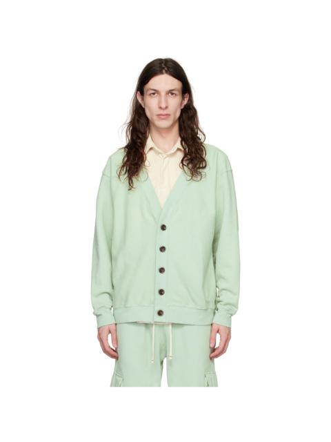 LES TIEN Green Garment-Dyed Cardigan
