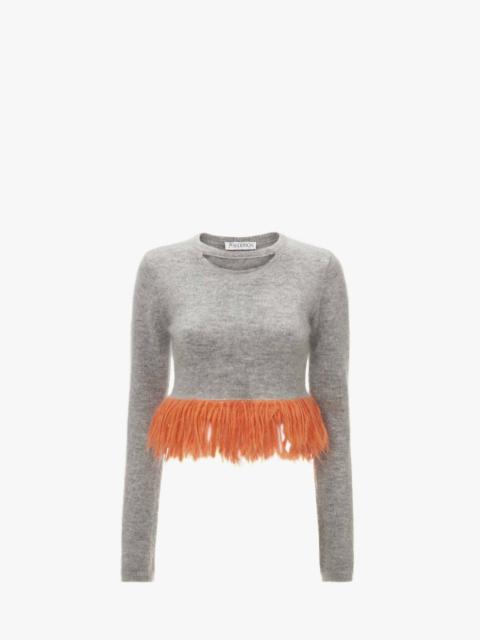 fringed-hem knitted jumper