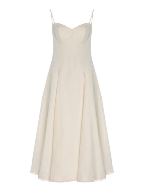 Analise Linen-Blend Bustier Midi Dress white