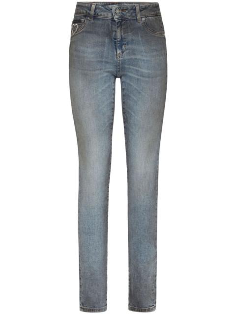 PHILIPP PLEIN heart-embellished denim legging