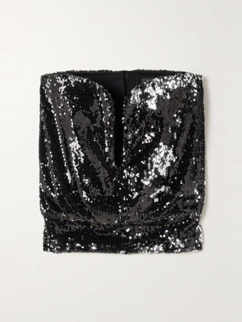 Isabel Marant Mandy strapless sequined crepe top