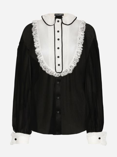 Dolce & Gabbana Chiffon shirt with shirt front and organza cuffs