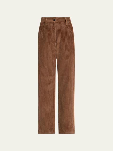Brunello Cucinelli Mid-Rise Corduroy Straight-Leg Pants