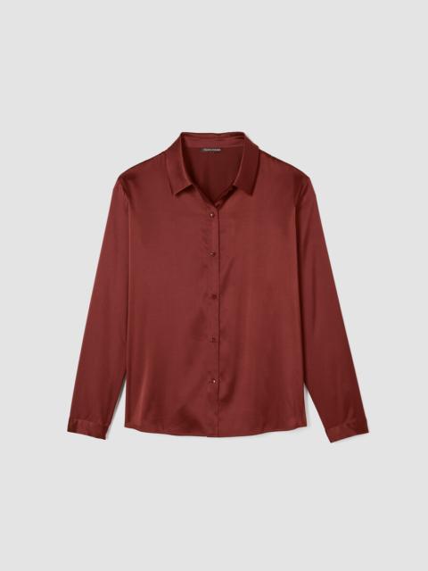 EILEEN FISHER Stretch Silk Charmeuse Classic Collar Shirt