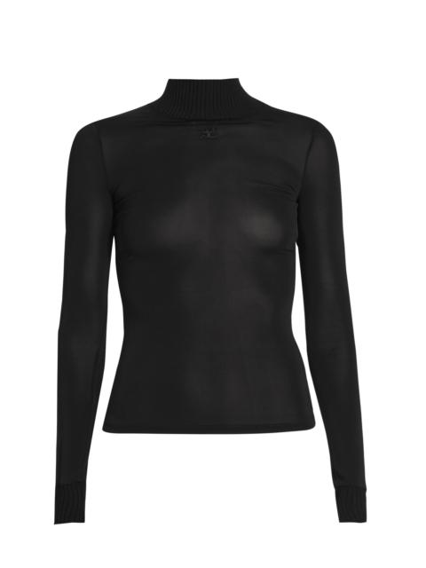 courrèges Women's Reedition 2nd Skin Sheer Turtleneck Top - Black