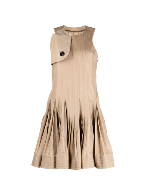 storm-flap pleated-skirt dress