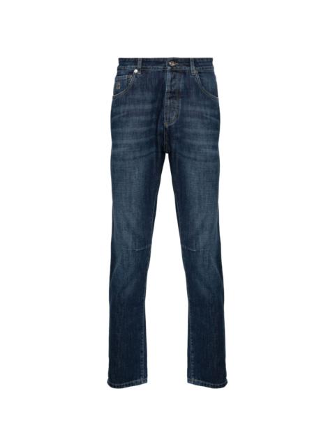 Solomei-embroidered tapered jeans
