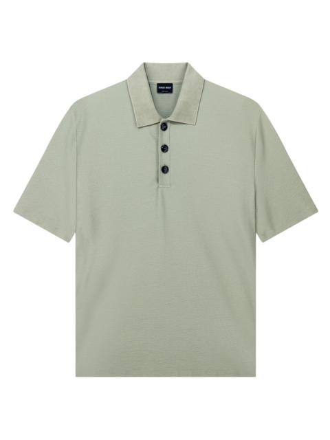 GIORGIO ARMANI Men's Seersucker Polo Shirt - Jade