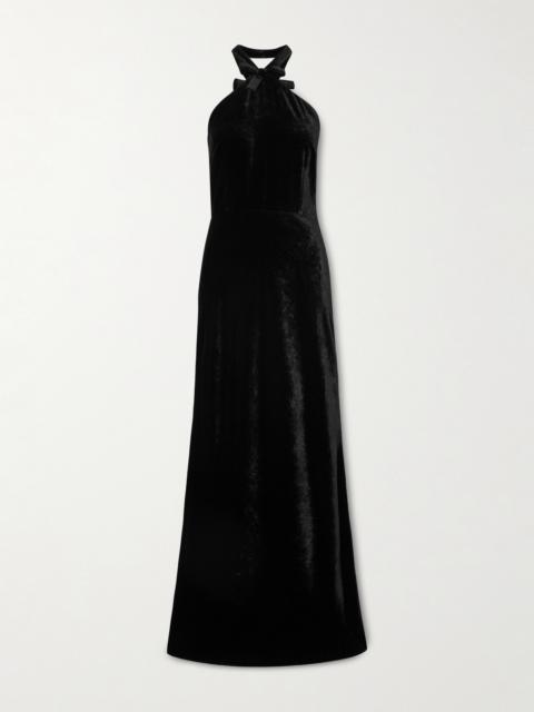 BERNADETTE Jolene Halterneck Velvet Maxi Dress