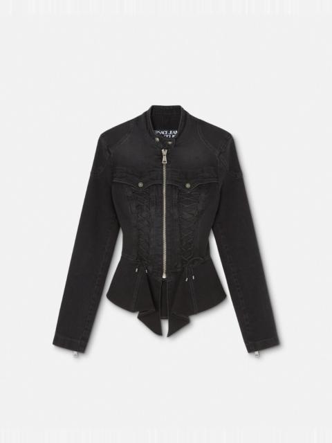 VERSACE JEANS COUTURE Lace-Up Denim Jacket