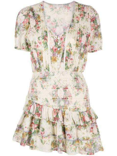 LoveShackFancy short-sleeve floral-print dress