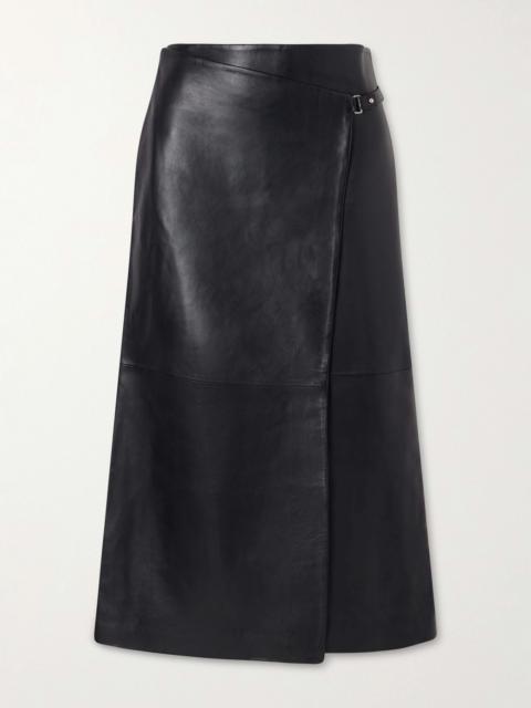 ST. AGNI Leather Midi Wrap Skirt
