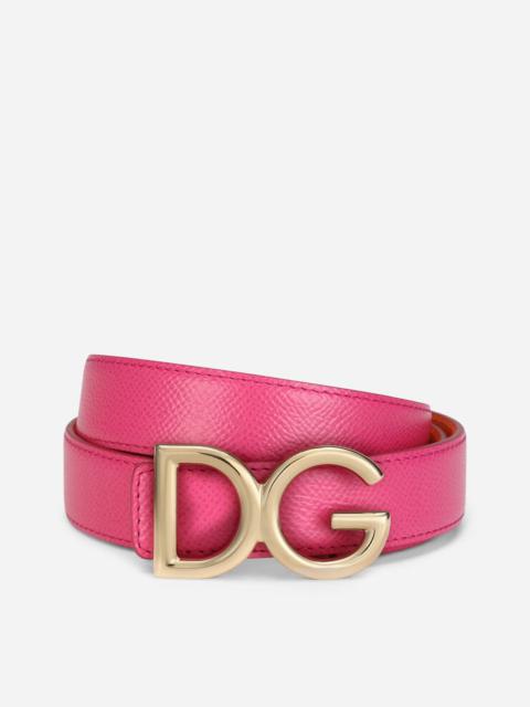 Dolce & Gabbana Reversible dauphine calfskin belt with DG logo