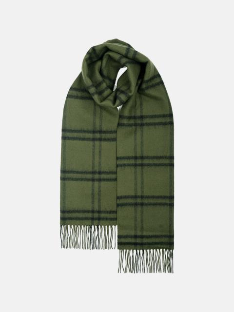 GLOVERALL Unisex Oversized Lambswool Scarf Olive Plaid