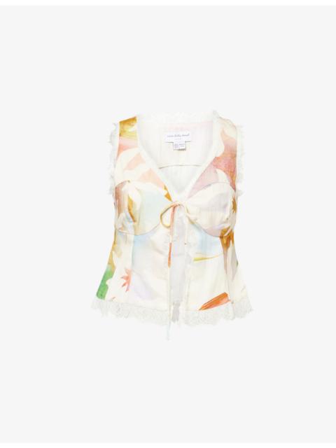 Never Fully Dressed Soleil Maisie Front-Tie Printed Woven Top